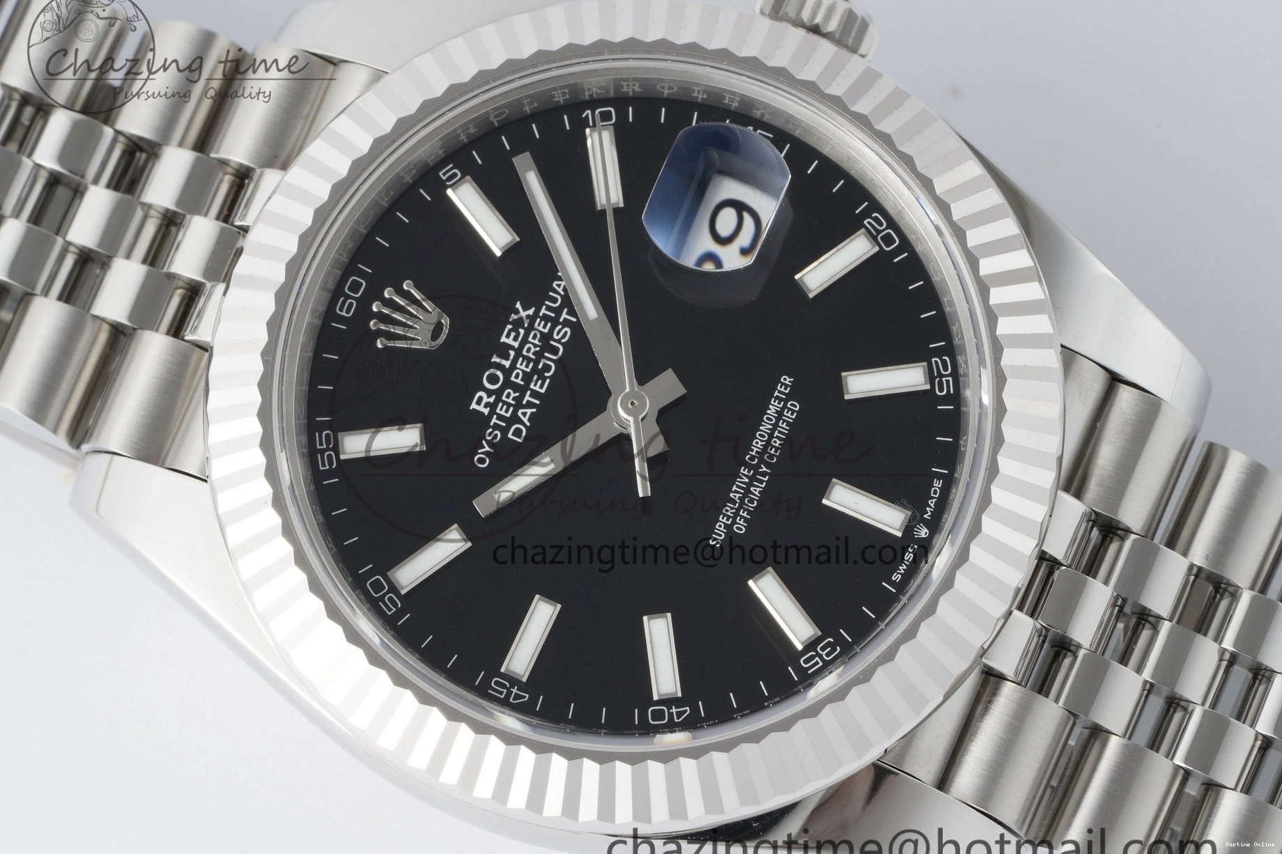 0412 DateJust 41 SS Fluted Bezel KING 1:1 Best Edition 904L Steel Black Stick Dial on Jubilee Bracelet VR EasyCare 2208